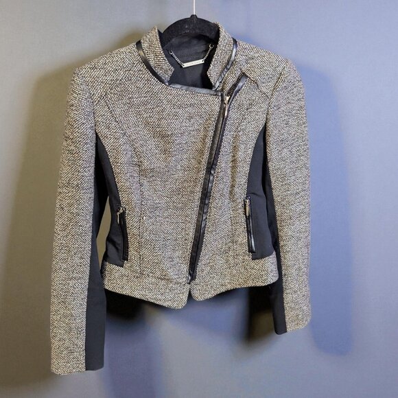 White House Black Market Tweed Moto Jacket, Size 00 - Picture 4 of 5